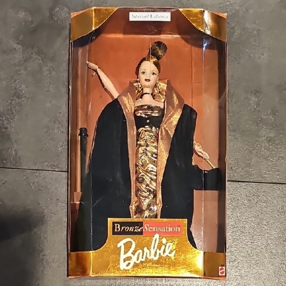 1998 Barbie Bronze Sensation Doll with Black and Gold Outfit